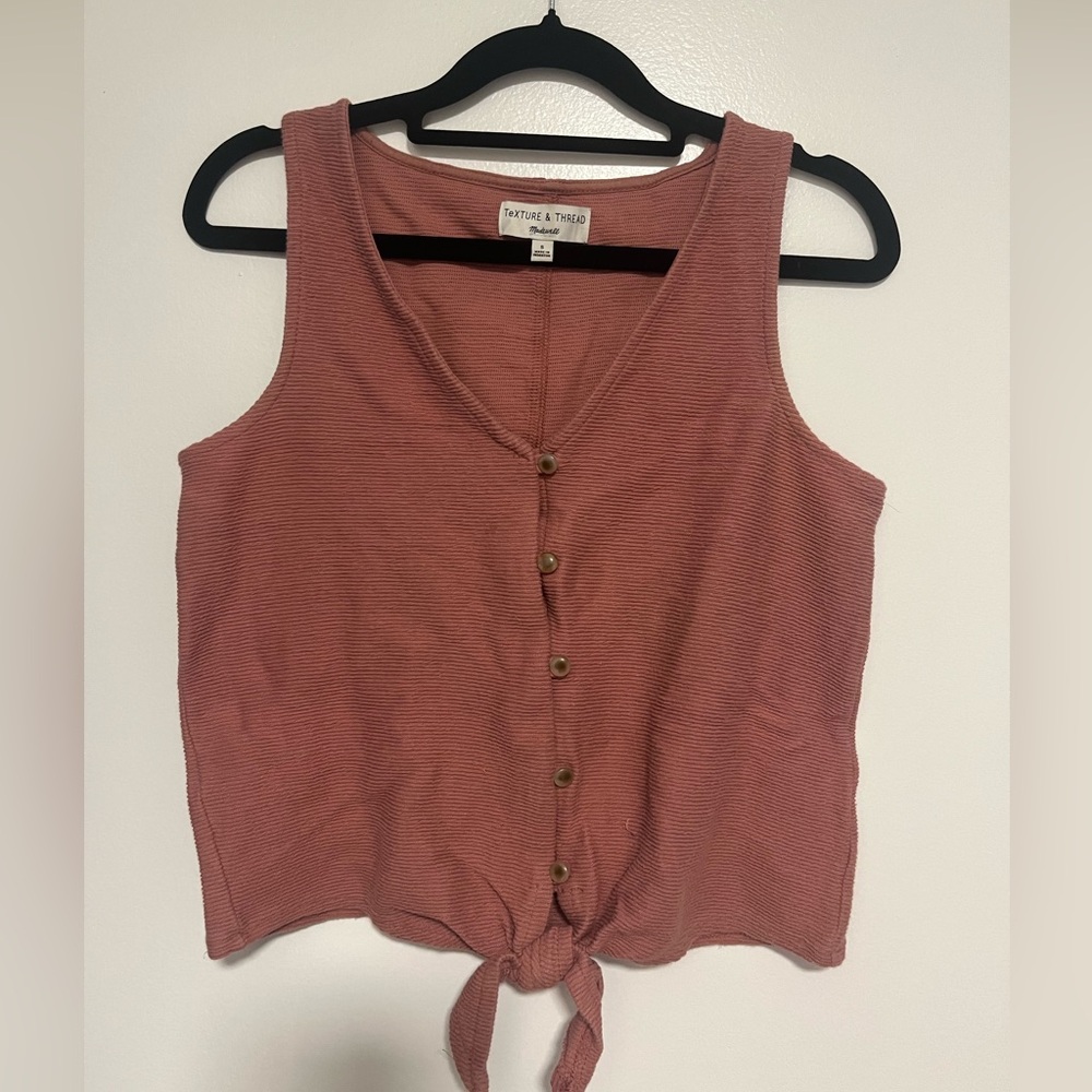 Madewell Dusty Rose Ribbed Button-Front Tank